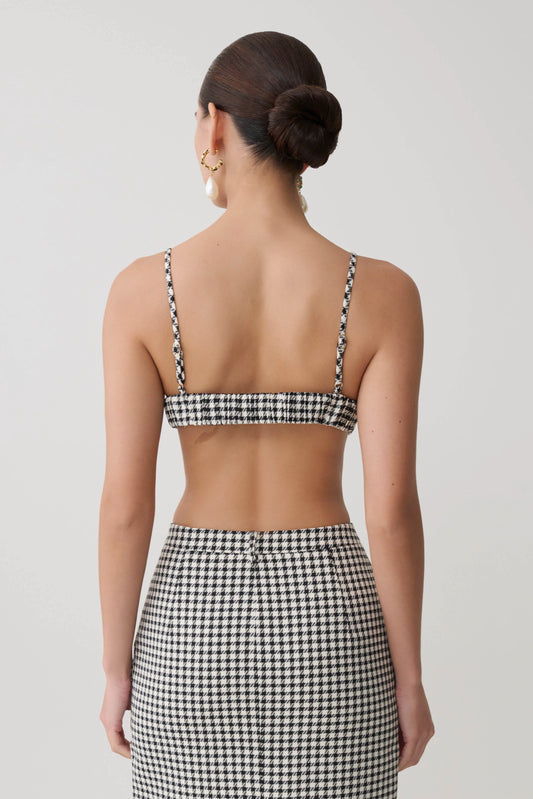 Amelie Tweed Bralette Houndstooth Cropped Structured