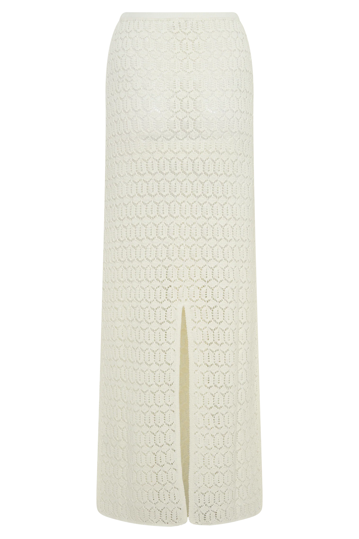 Courtney Crochet Knit Maxi Skirt Ivory Artisanal Bohemian