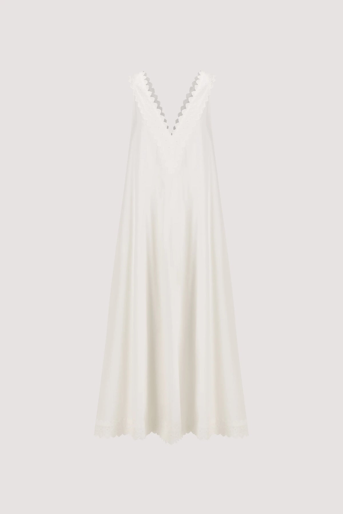 Moda Fashion White Sleeveless V-Neck Midi Dress for Women