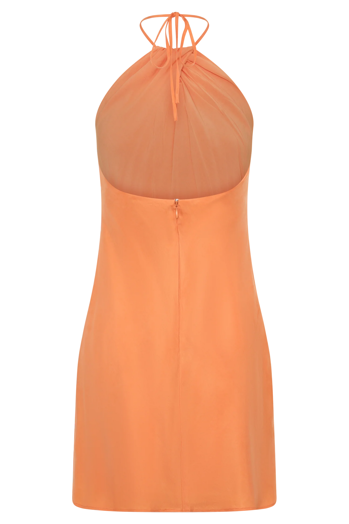 Orange Cupro Halter Mini Dress Resort Wear Cocktail Summer Dress