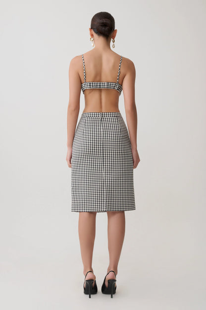 Amelie Tweed Bralette Houndstooth Cropped Structured