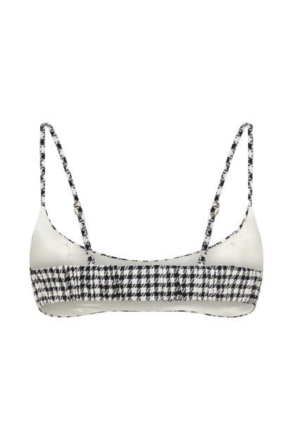 Amelie Tweed Bralette Houndstooth Cropped Structured