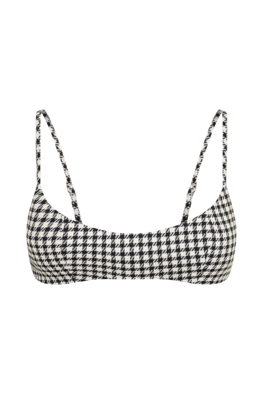 Amelie Tweed Bralette Houndstooth Cropped Structured