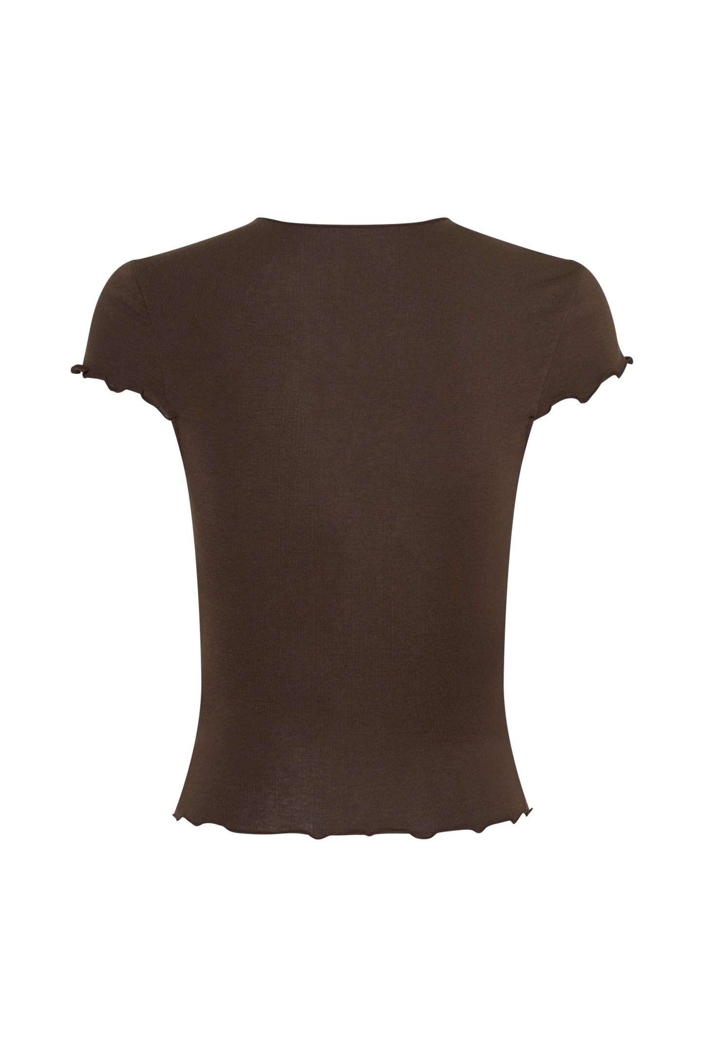Anfie High Neck Top Piping Detail Dark Chocolate Structured