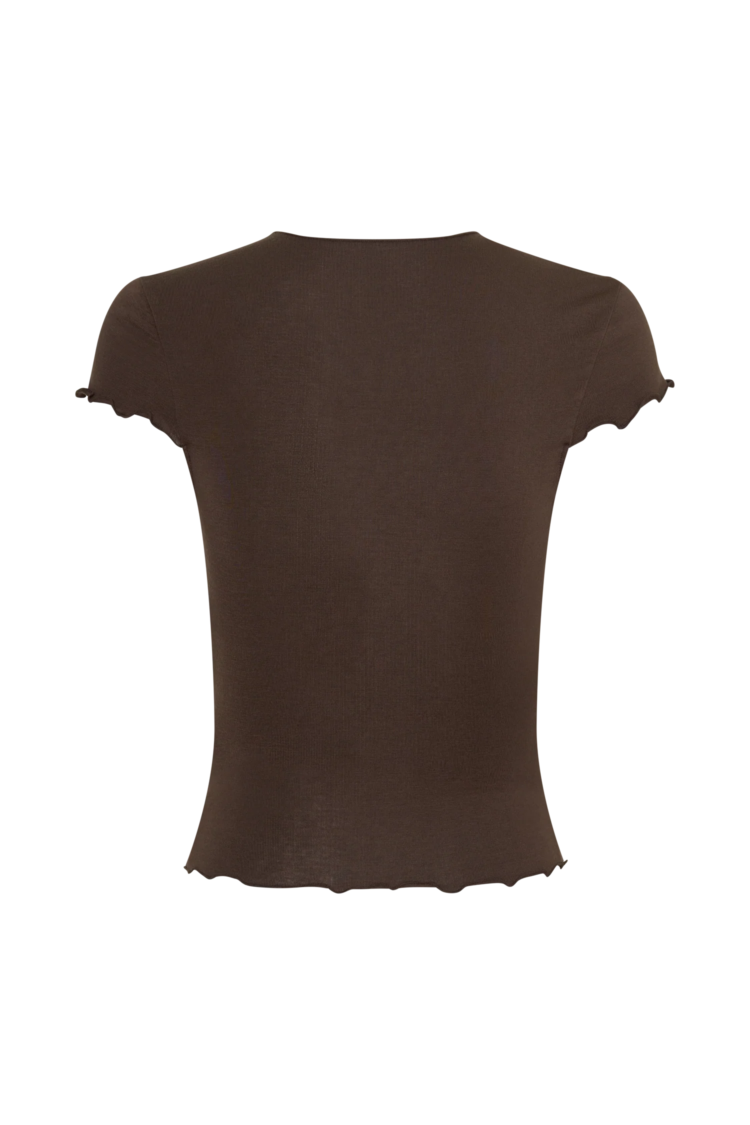 Anfie High Neck Top Piping Detail Dark Chocolate Structured