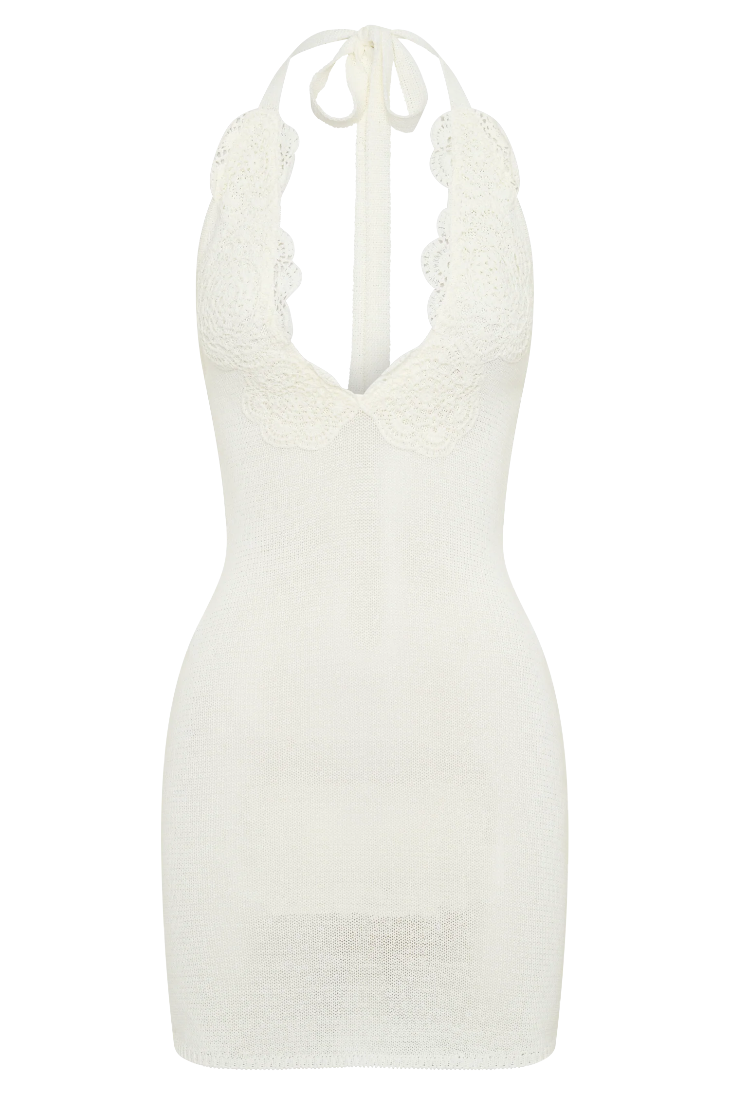 Bohdie Crochet Halter Mini Dress Ivory Handcrafted Bohemian