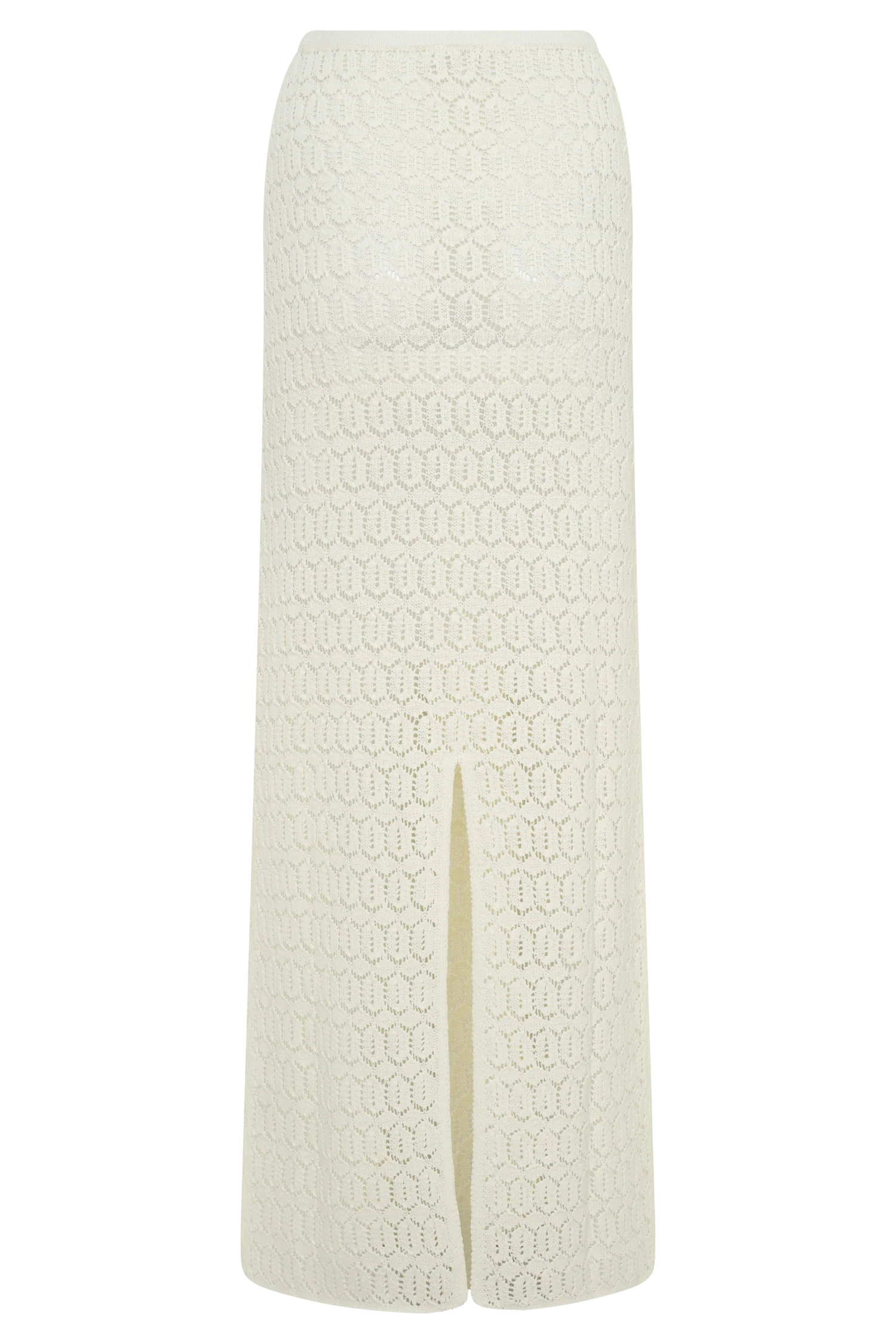 Courtney Crochet Knit Maxi Skirt Ivory Artisanal Bohemian