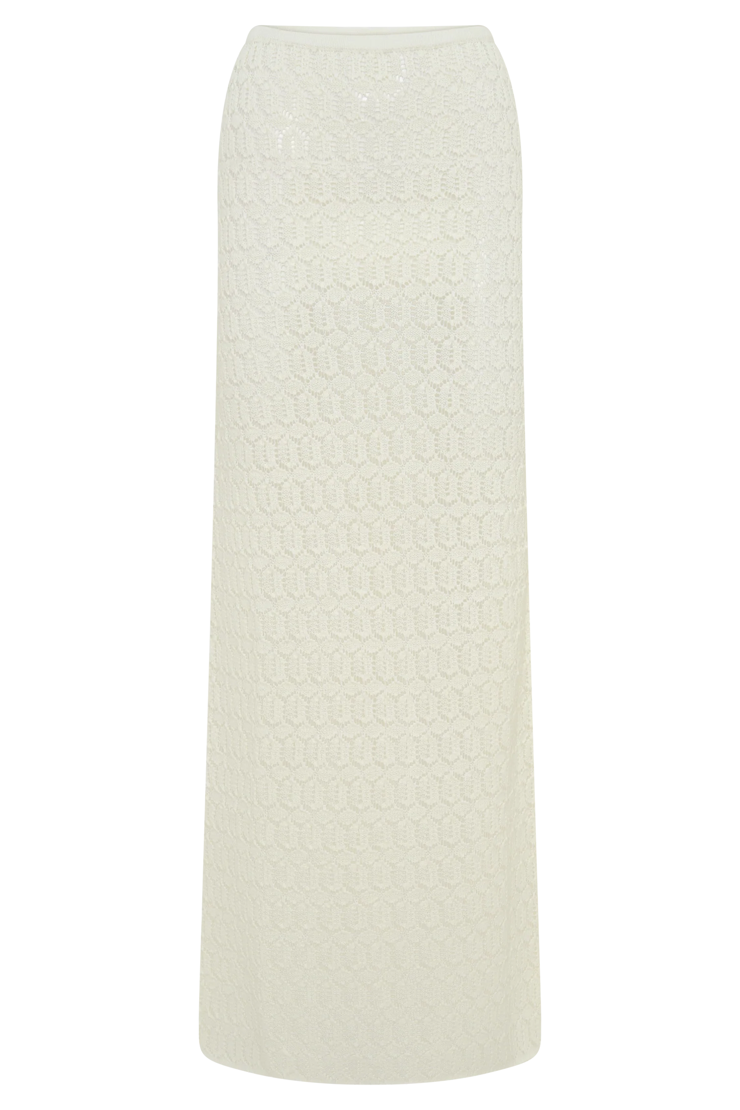 Courtney Crochet Knit Maxi Skirt Ivory Artisanal Bohemian