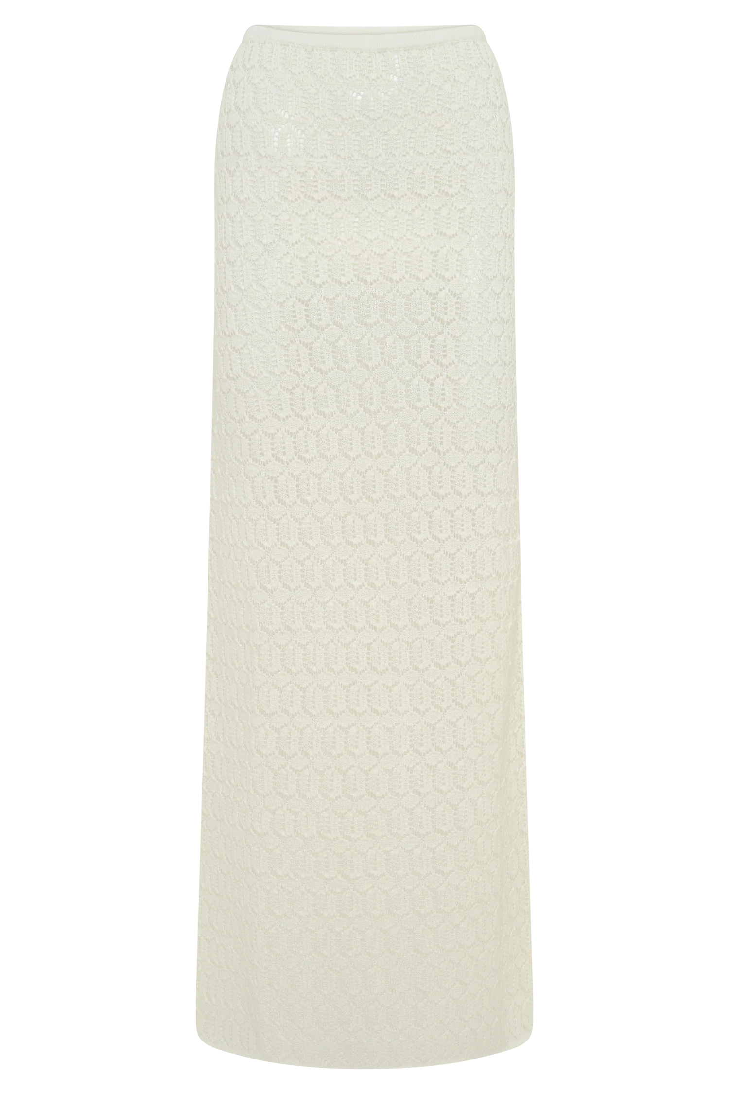 Courtney Crochet Knit Maxi Skirt Ivory Artisanal Bohemian