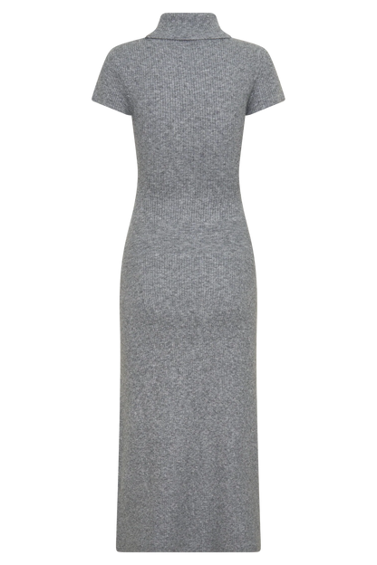 Goldie High Neck Knit Midi Dress Grey Marle Bodycon