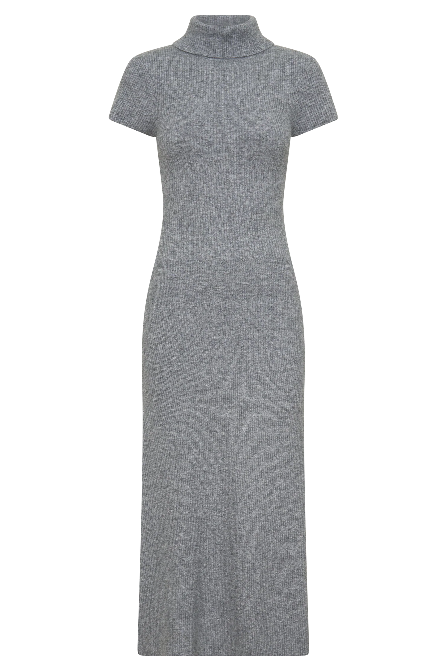 Goldie High Neck Knit Midi Dress Grey Marle Bodycon