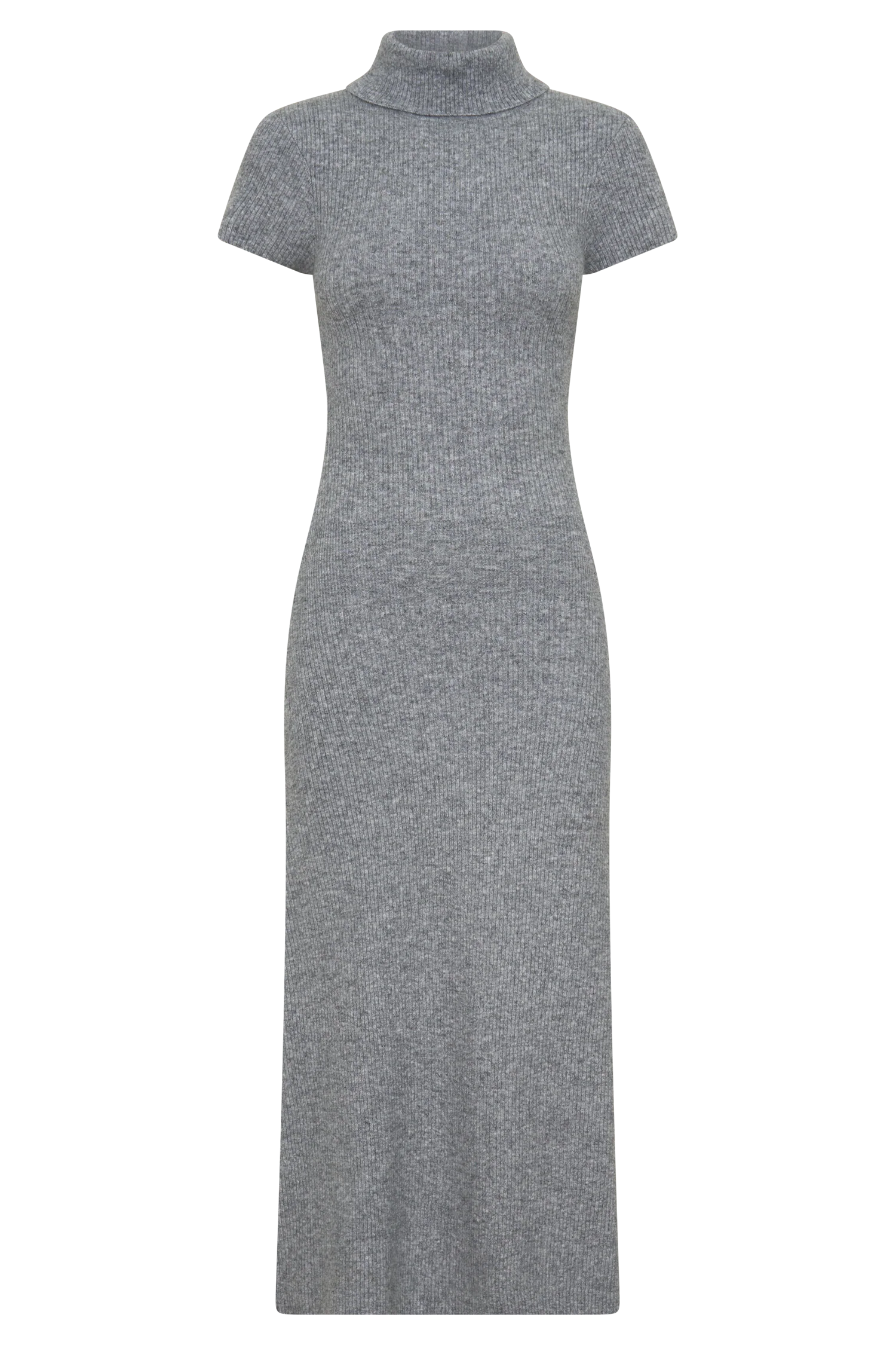 Goldie High Neck Knit Midi Dress Grey Marle Bodycon