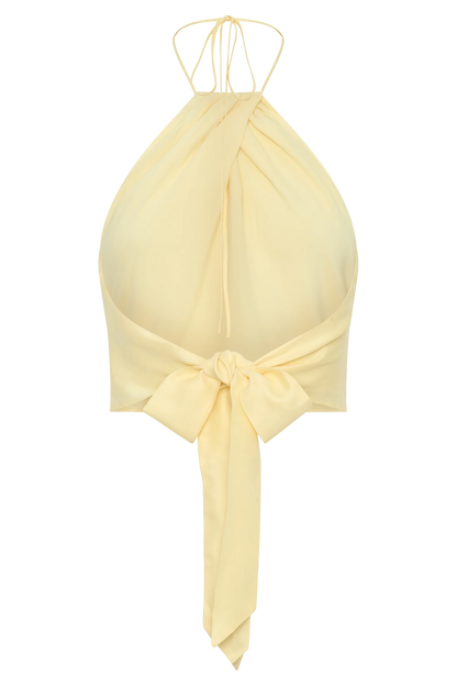 Juliana Cupro Halter Sleeveless Top Butter Warm Neutral