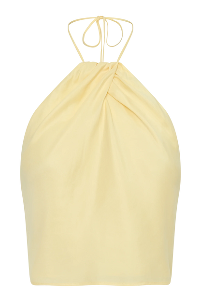Juliana Cupro Halter Sleeveless Top Butter Warm Neutral