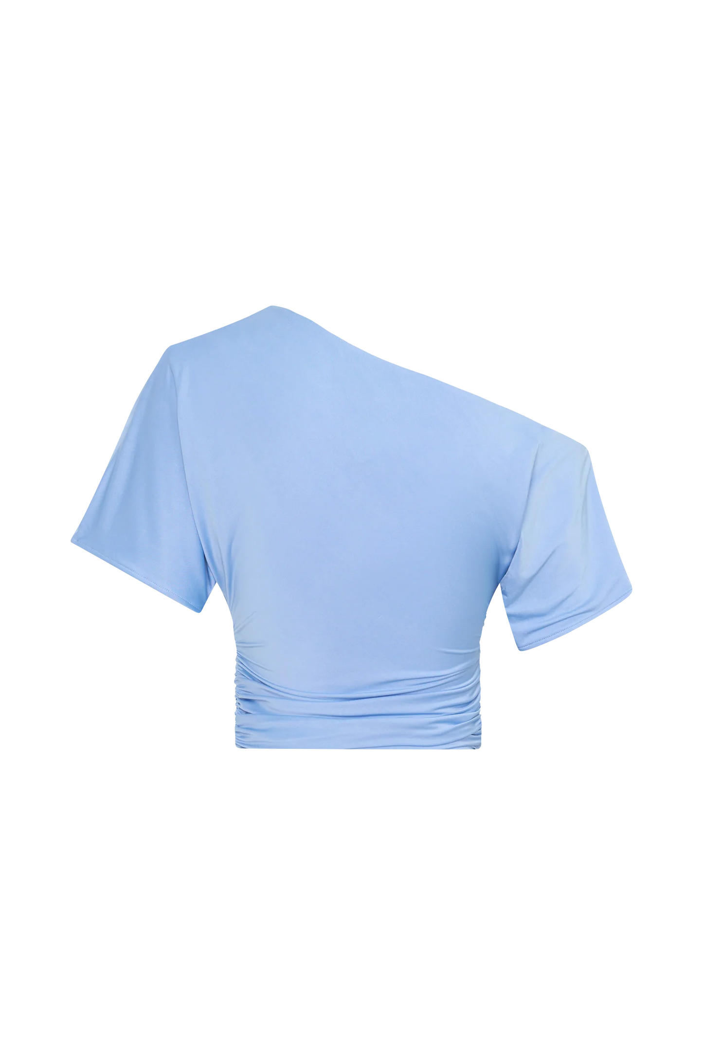 Luu Off Shoulder Slinky Top Sea Blue Coastal Elegant