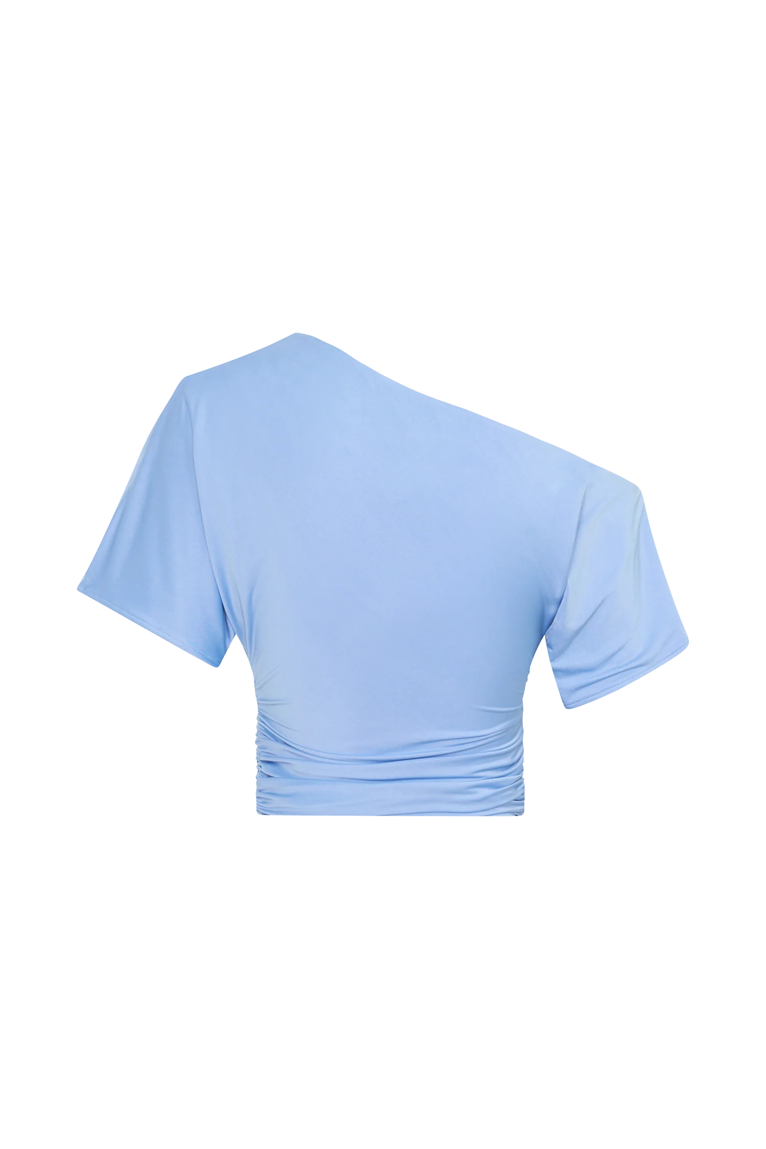 Luu Off Shoulder Slinky Top Sea Blue Coastal Elegant