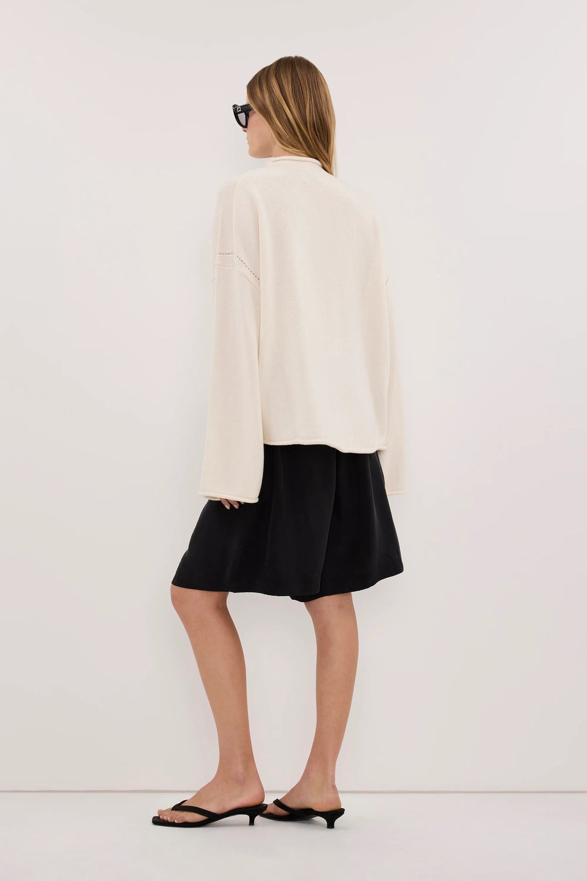 Moda Fashion Tarian Off-White Knit Jumper for Women with Funnel Neck
