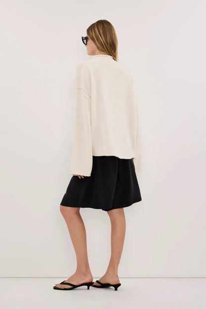 Moda Fashion Tarian Off-White Knit Jumper for Women with Funnel Neck
