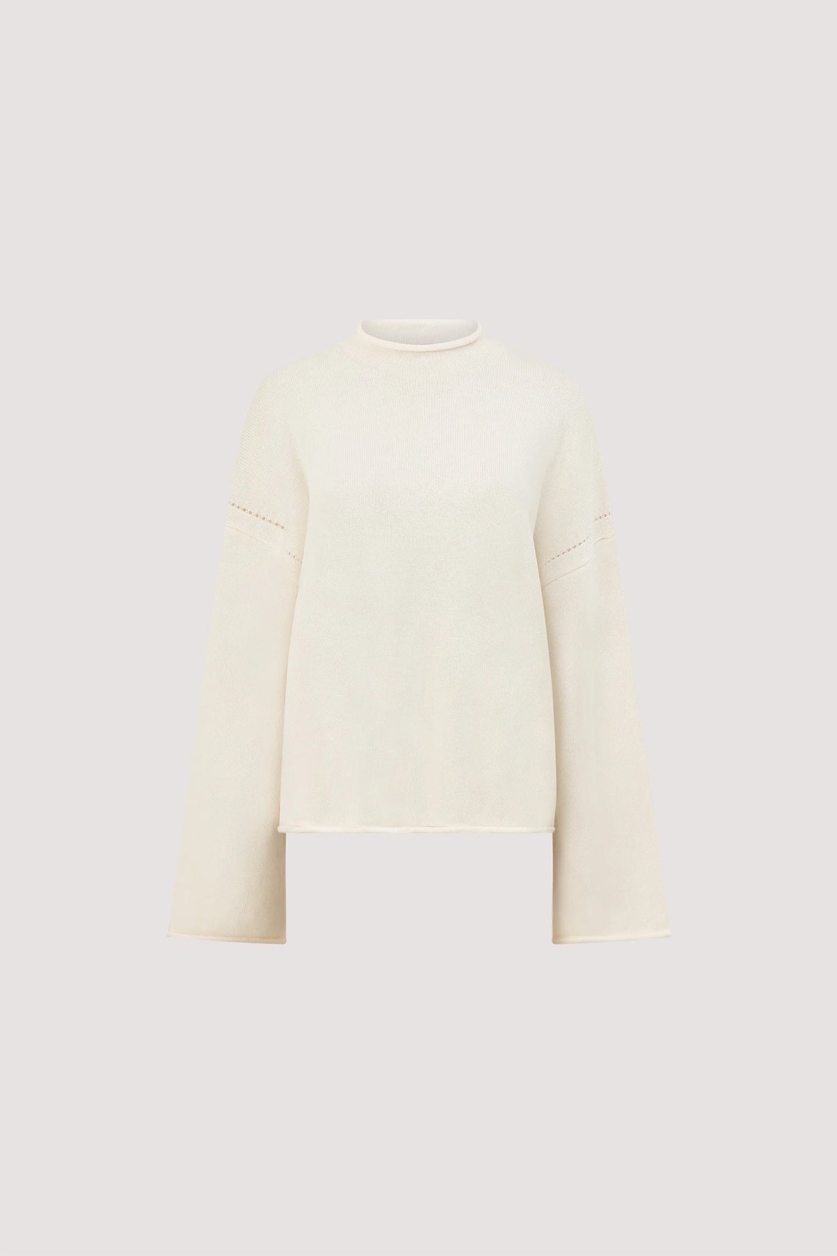 Moda Fashion Tarian Off-White Knit Jumper for Women with Funnel Neck