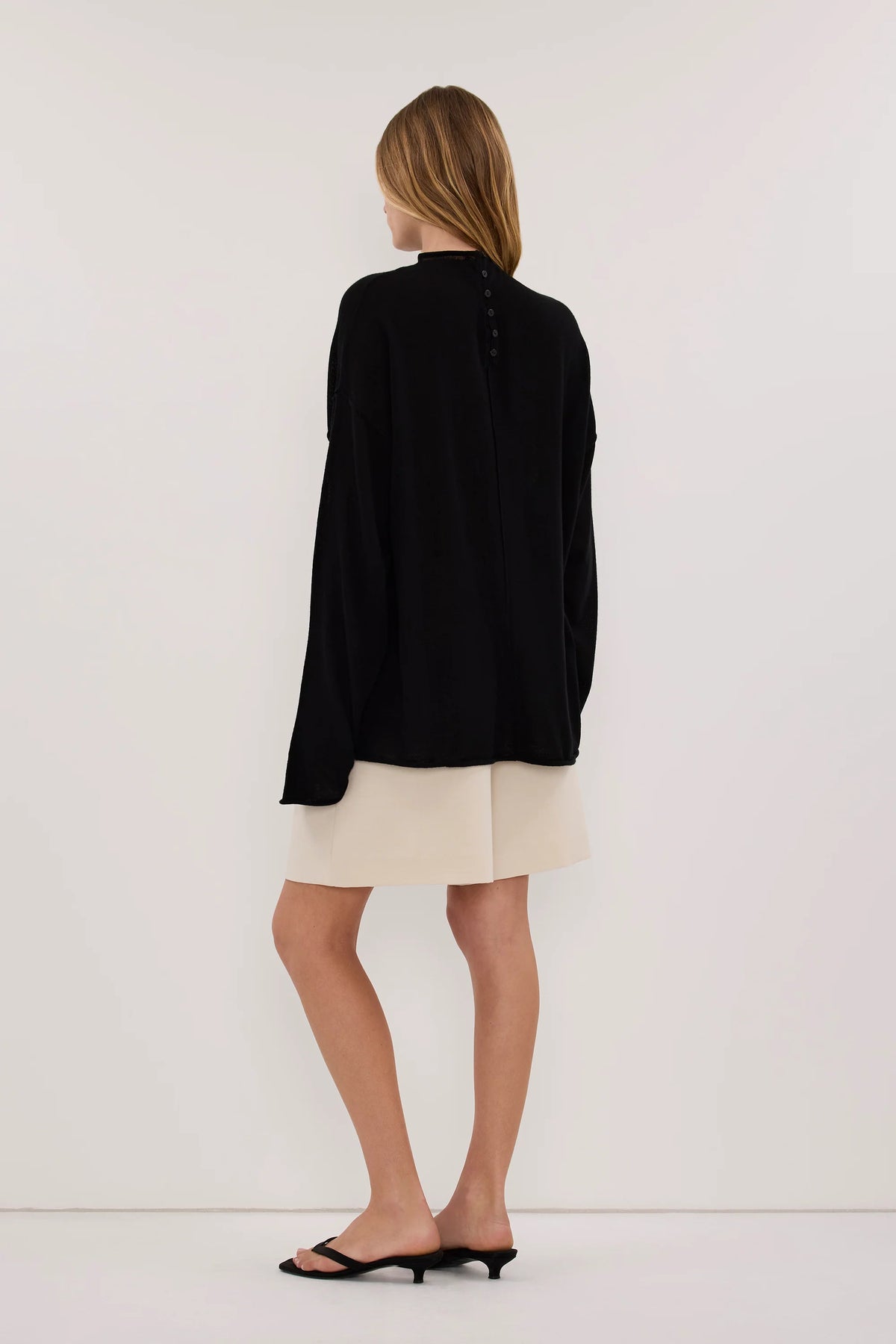Moda Fashion Virelle Black Sheer Merino Knit Top for Women