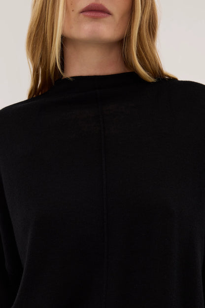 Moda Fashion Virelle Black Sheer Merino Knit Top for Women