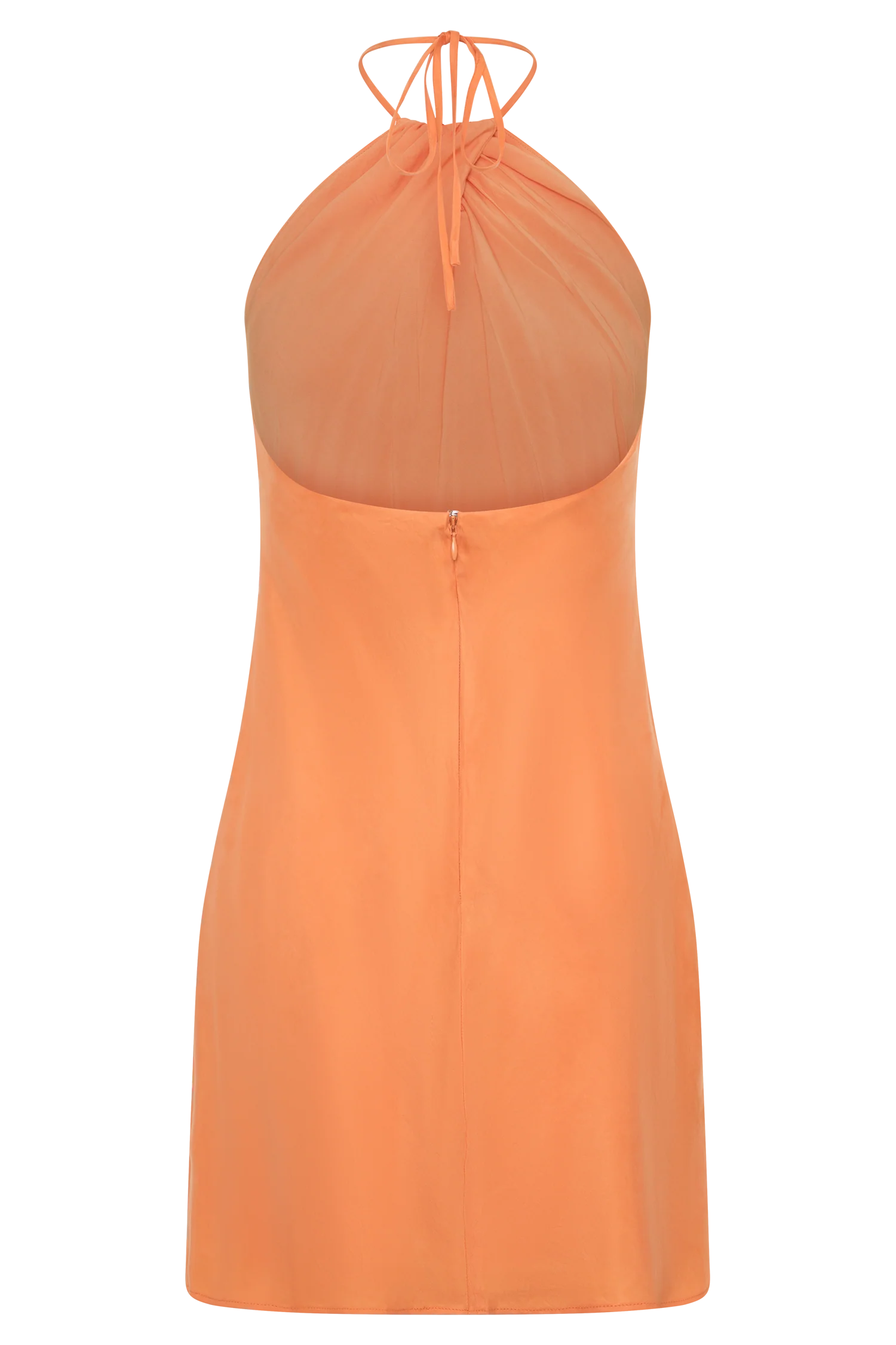 Orange Cupro Halter Mini Dress Resort Wear Cocktail Summer Dress