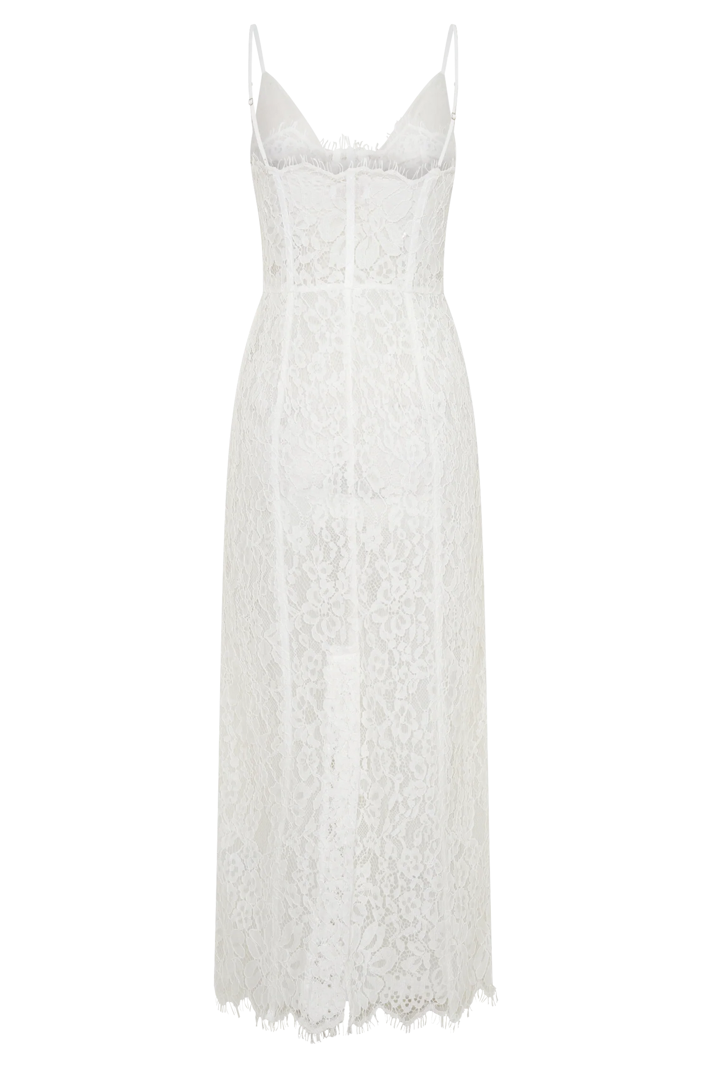 Ottilie Lace Mesh Midi Dress White Sweetheart Neckline Formal Wedding