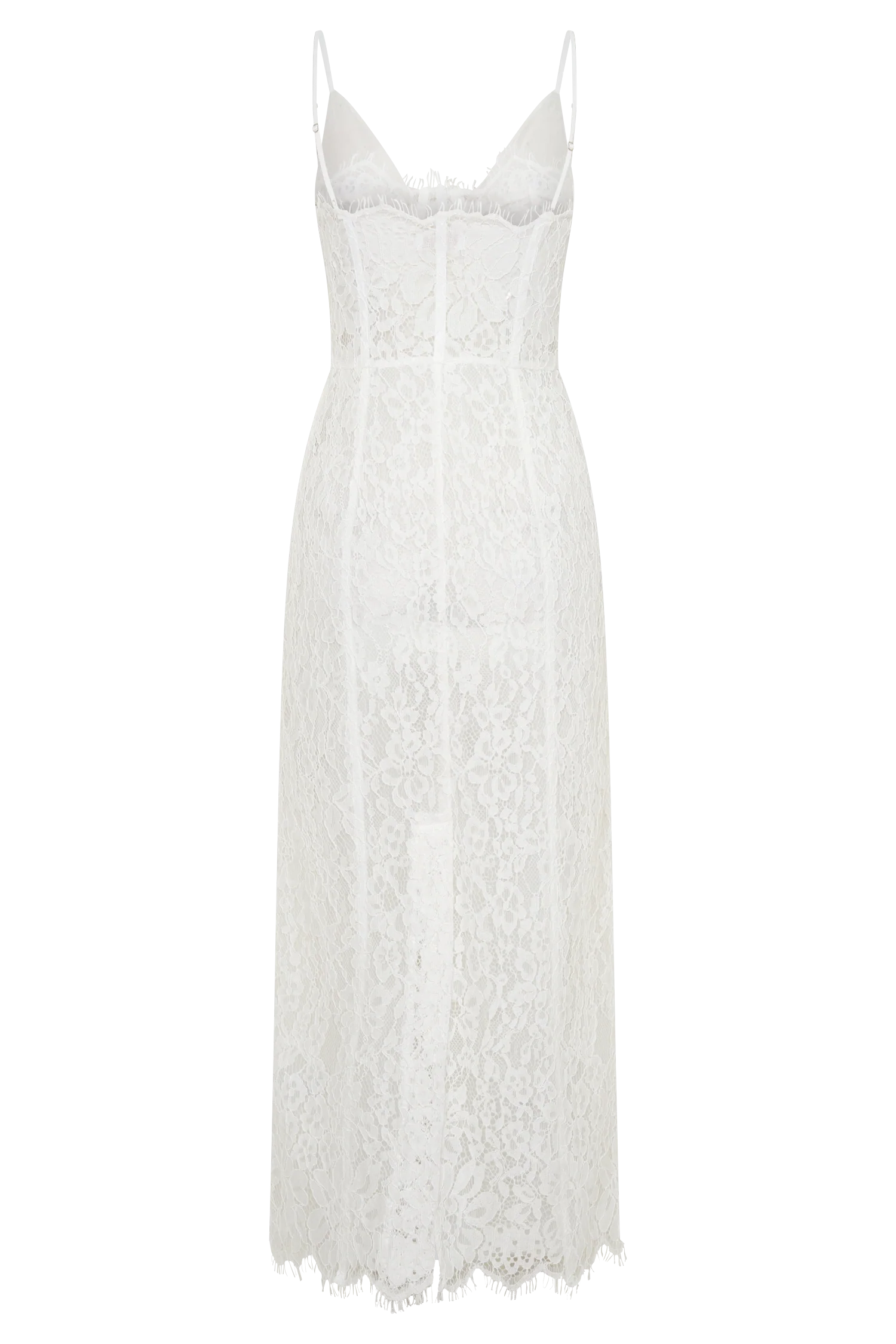 Ottilie Lace Mesh Midi Dress White Sweetheart Neckline Formal Wedding