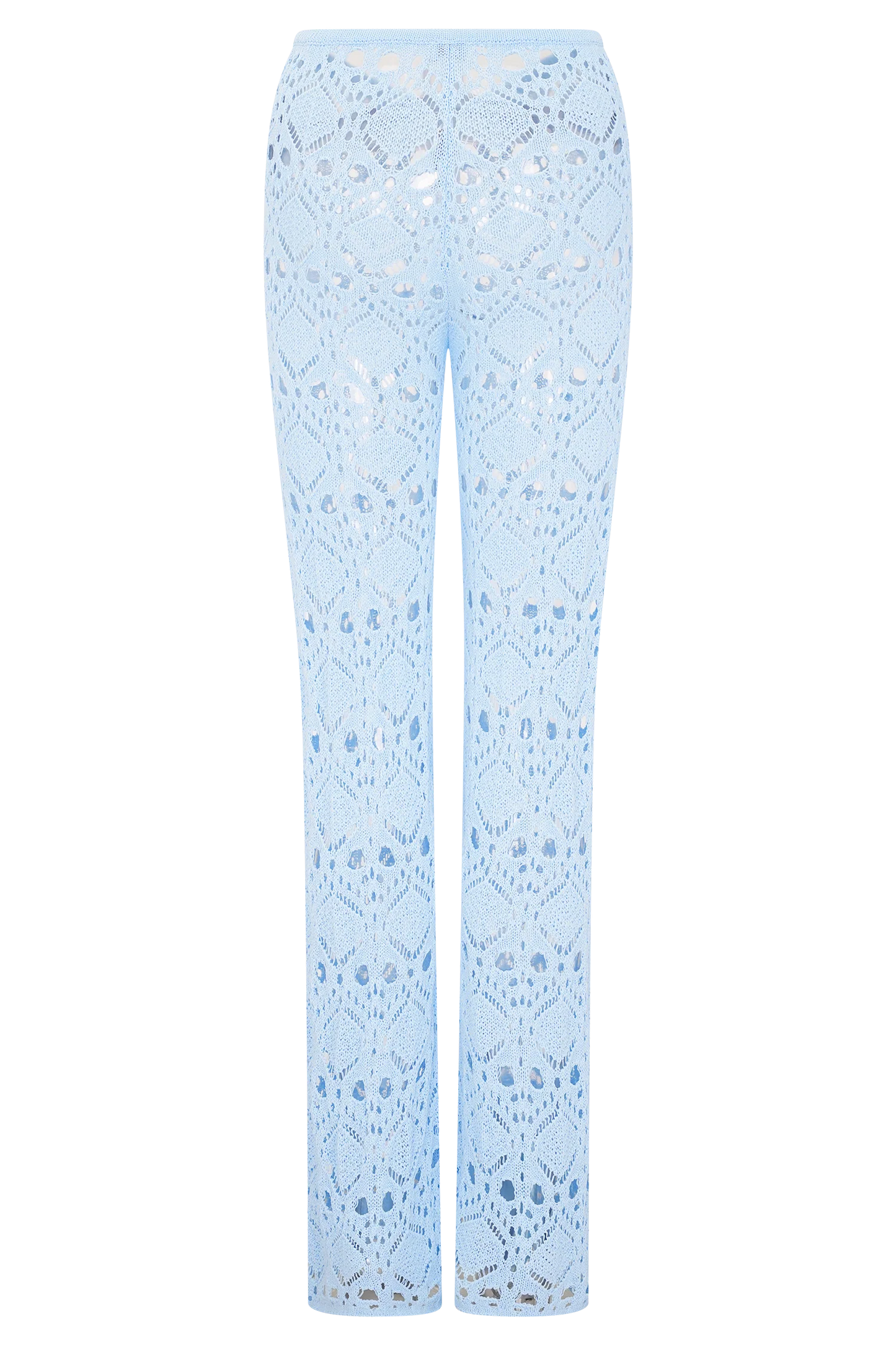 Trena Crochet Knit Pants Sky Blue Relaxed Fit Resort
