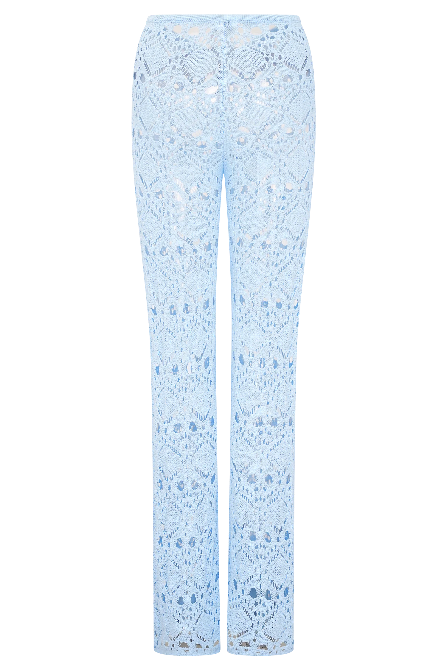 Trena Crochet Knit Pants Sky Blue Relaxed Fit Resort