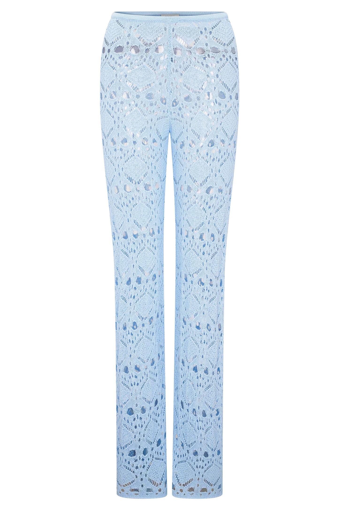 Trena Crochet Knit Pants Sky Blue Relaxed Fit Resort
