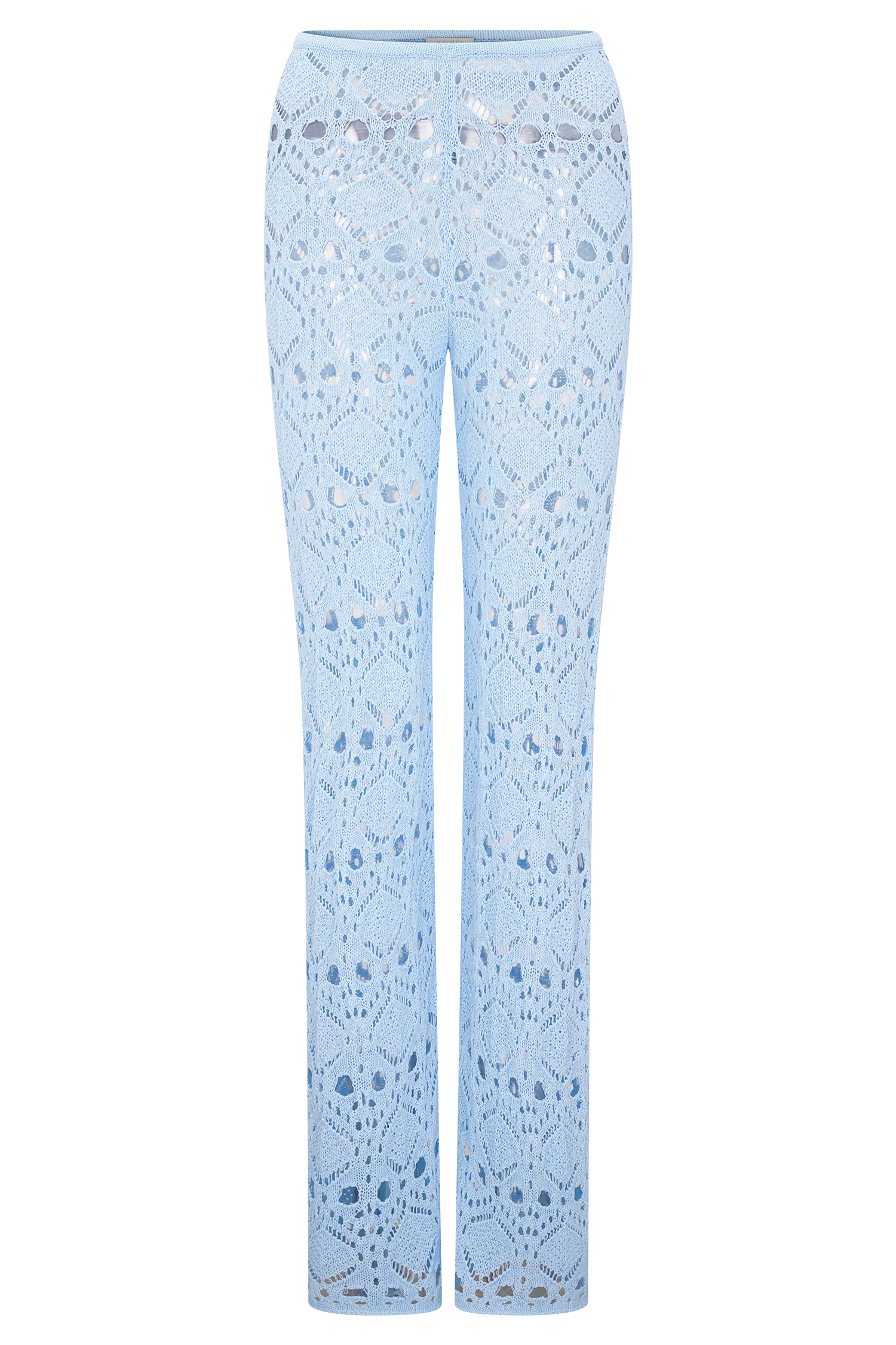 Trena Crochet Knit Pants Sky Blue Relaxed Fit Resort