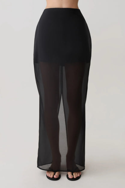 Ximena Organza Maxi Skirt Black Ethereal Formal Evening